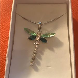 Green dragonfly necklace